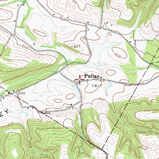 Topographic Map of Pallas, PA