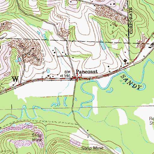 Topographic Map of Pancoast, PA