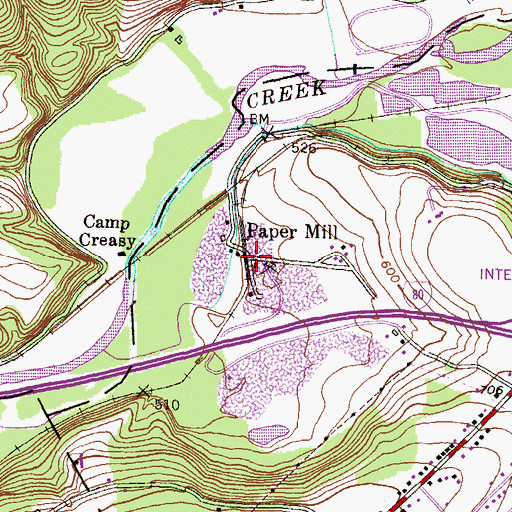 Topographic Map of Paper Mill, PA
