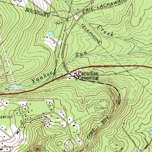 Topographic Map of Paradise Crossing, PA