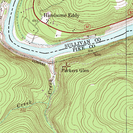 Topographic Map of Parkers Glen, PA