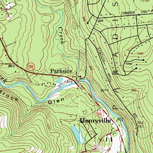 Topographic Map of Parkside, PA