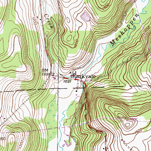 Topographic Map of Parkvale, PA