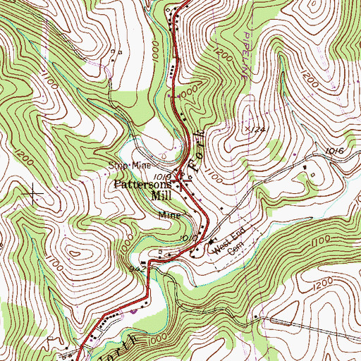 Topographic Map of Pattersons Mill, PA