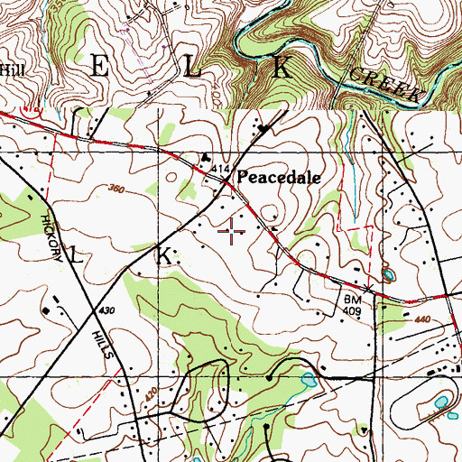 Topographic Map of Peacedale, PA
