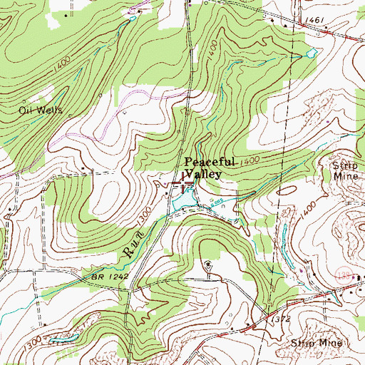 Topographic Map of Peaceful Valley, PA