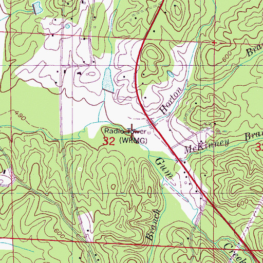 Topographic Map of Horton Branch, AL