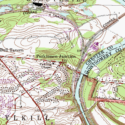 Topographic Map of Perkiomen Junction, PA