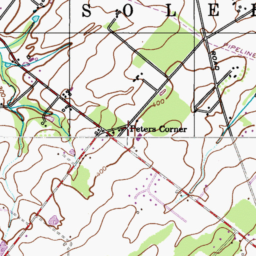 Topographic Map of Peters Corner, PA