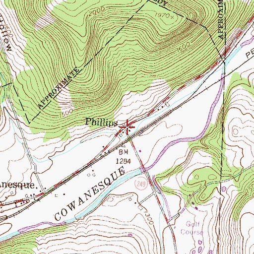 Topographic Map of Phillips, PA