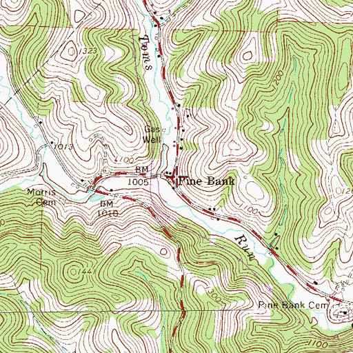 Topographic Map of Pine Bank, PA