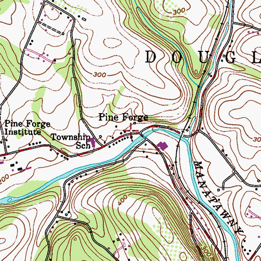 Topographic Map of Pine Forge, PA