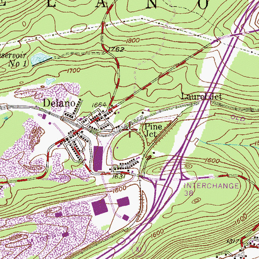 Topographic Map of Pine Junction, PA