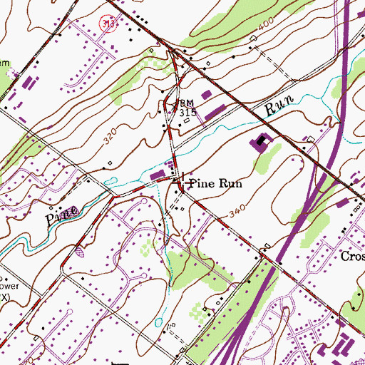 Topographic Map of Pine Run, PA