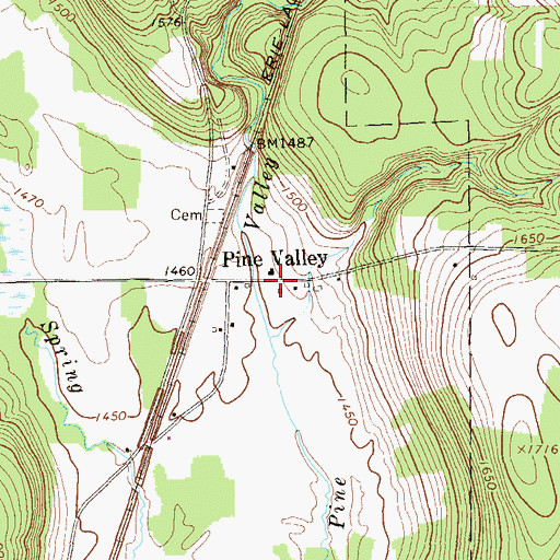 Topographic Map of Pine Valley, PA