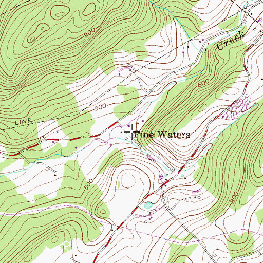 Topographic Map of Pine Waters, PA