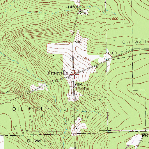 Topographic Map of Pineville, PA