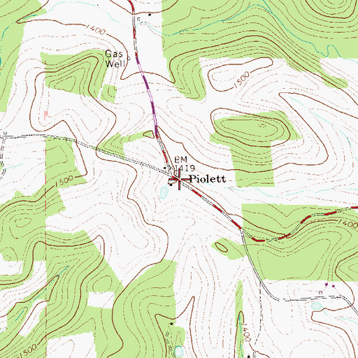 Topographic Map of Piolett, PA