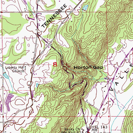 Topographic Map of Horton Gap, AL