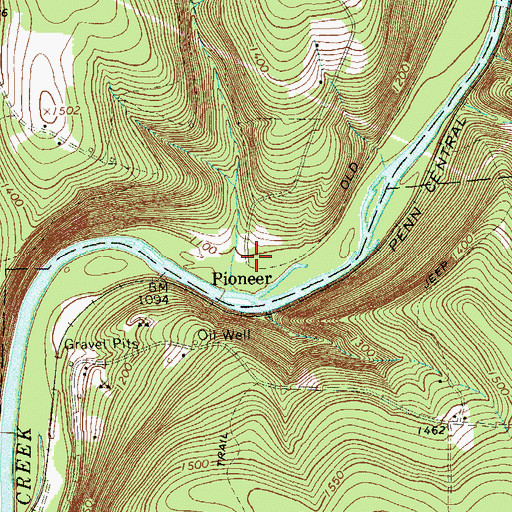 Topographic Map of Pioneer, PA