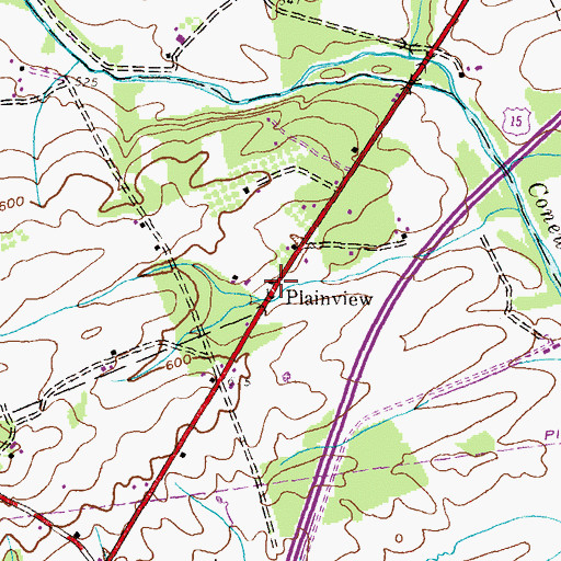 Topographic Map of Plainview, PA
