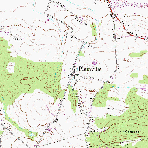 Topographic Map of Plainville, PA