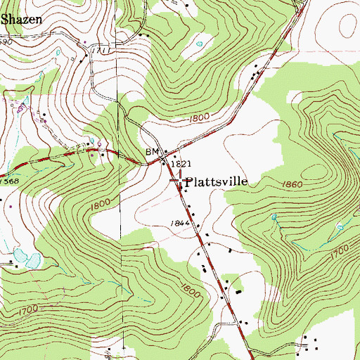 Topographic Map of Plattsville, PA