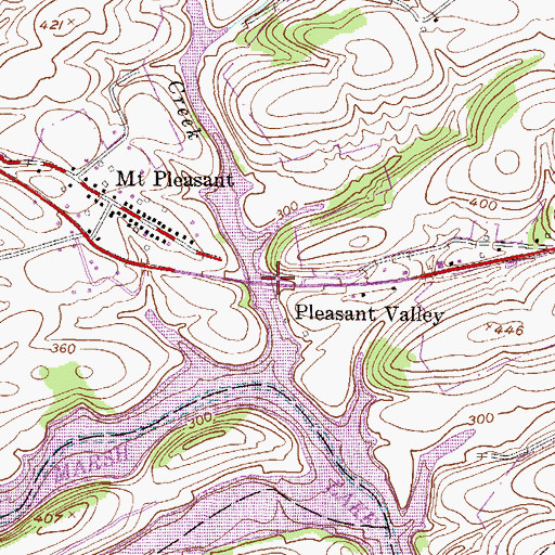 Topographic Map of Pleasant Valley, PA