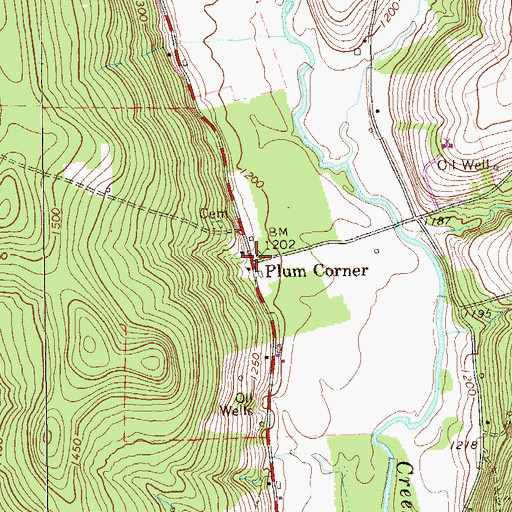 Topographic Map of Plum Corner, PA