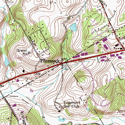 Topographic Map of Plumsock, PA