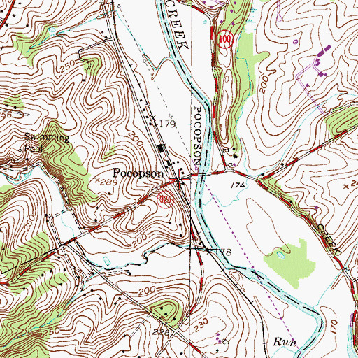 Topographic Map of Pocopson, PA