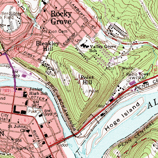 Topographic Map of Point Hill, PA