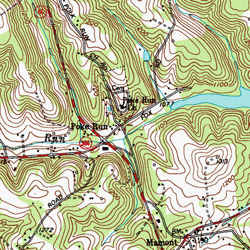 Topographic Map of Poke Run, PA