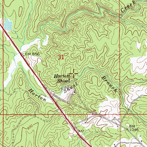 Topographic Map of Horton Shoal, AL