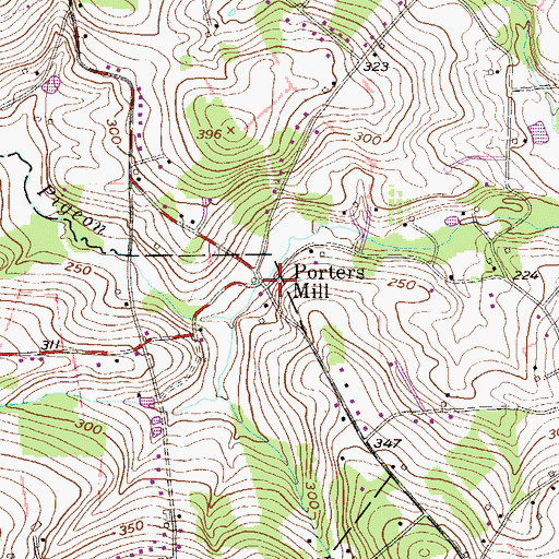 Topographic Map of Porters Mill, PA