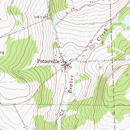Topographic Map of Potterville, PA