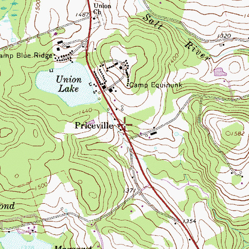 Topographic Map of Priceville, PA