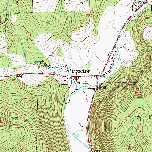 Topographic Map of Proctor, PA