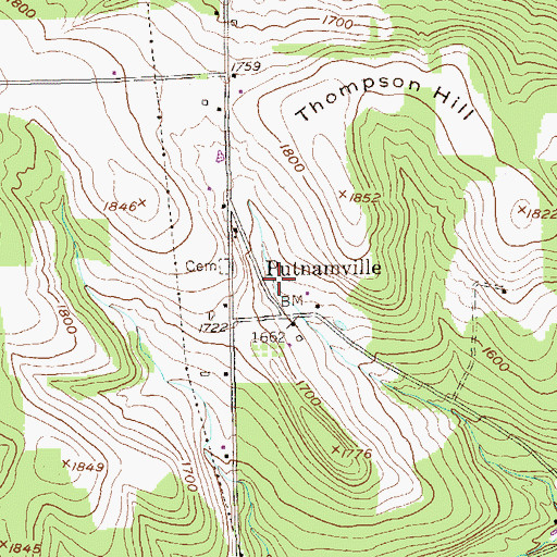 Topographic Map of Putnamville, PA