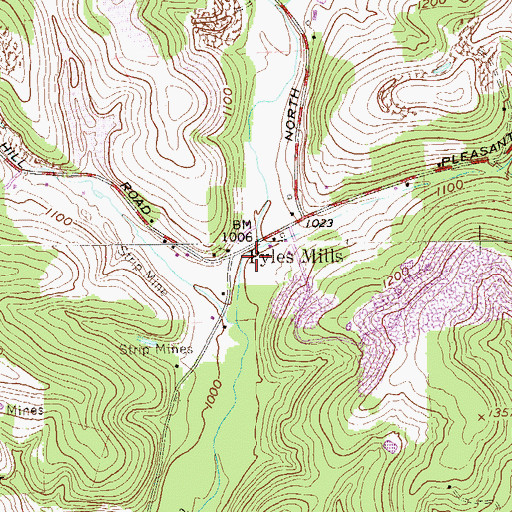 Topographic Map of Pyles Mills, PA