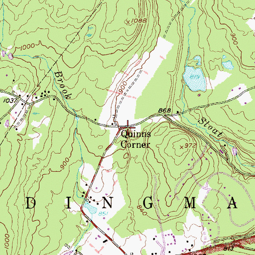 Topographic Map of Quinns Corner, PA