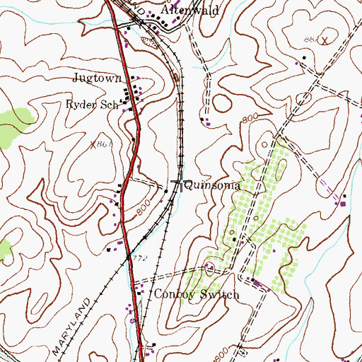 Topographic Map of Quinsonia, PA