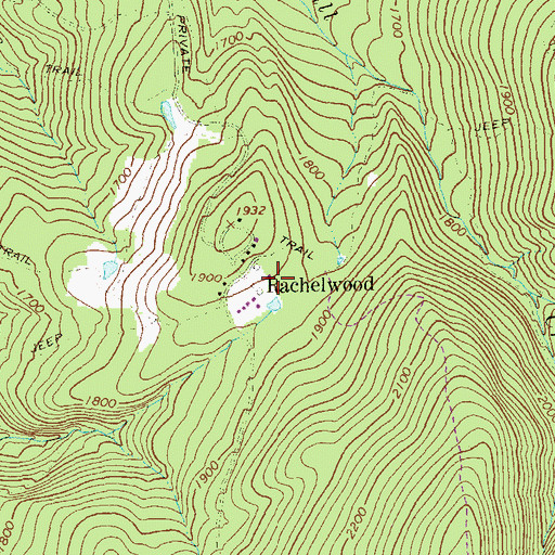 Topographic Map of Rachelwood, PA