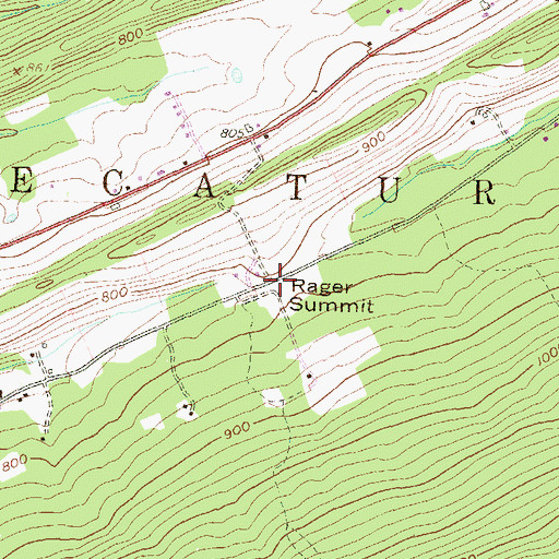 Topographic Map of Rager Summit, PA