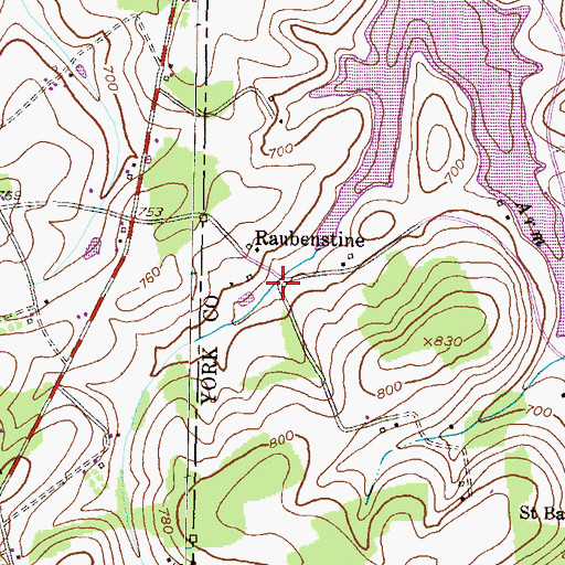 Topographic Map of Raubenstine, PA