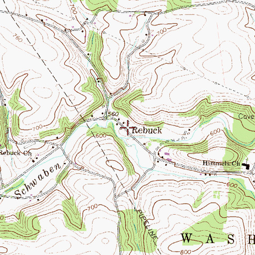 Topographic Map of Rebuck, PA