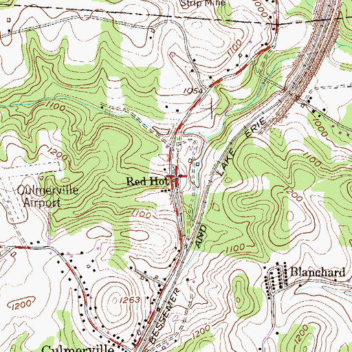 Topographic Map of Red Hot, PA