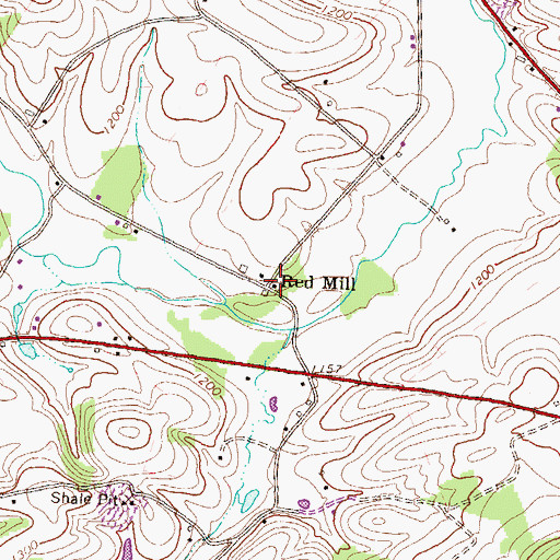 Topographic Map of Red Mill, PA