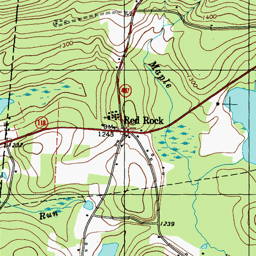 Topographic Map of Red Rock, PA