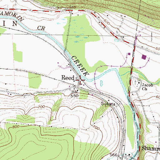 Topographic Map of Reed, PA
